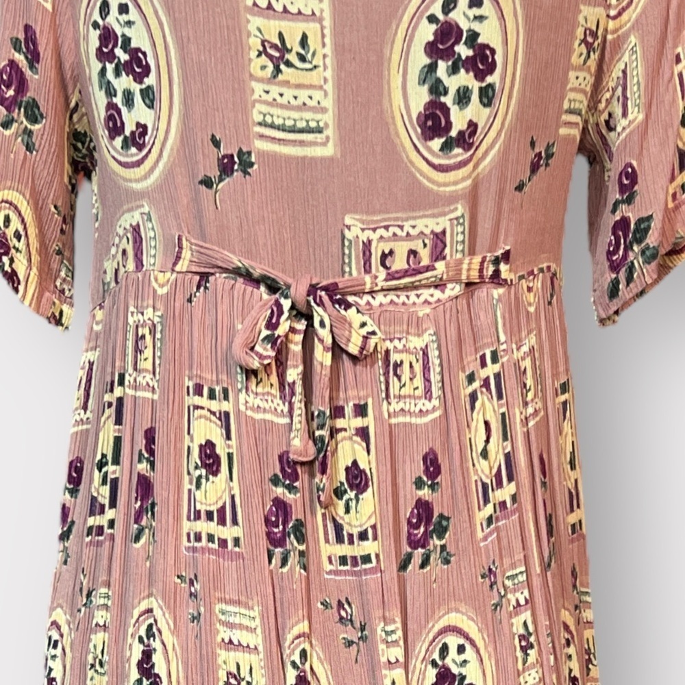 La Cera VINTAGE 80s 90s Midi Pocket Dress Small OVERSIZED Single Stitch Floral - Picture 4 of 8